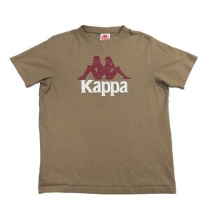 Kappa Mens Graphic Logo T-Shirt Medium Tan Brown Short Sleeve Crew Neck Omini